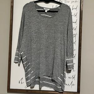 Market & Spruce Grey and White Striped Top XL